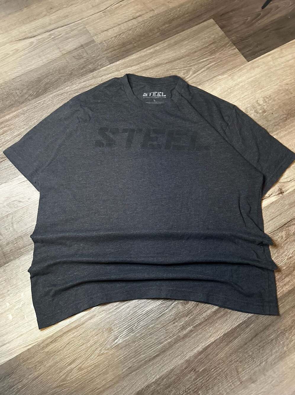 Steel Supplements Black on Black Performance T-Shirt Logo Size Large